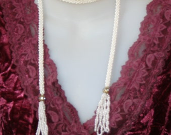 Flapper Necklace Pearls Diamonds