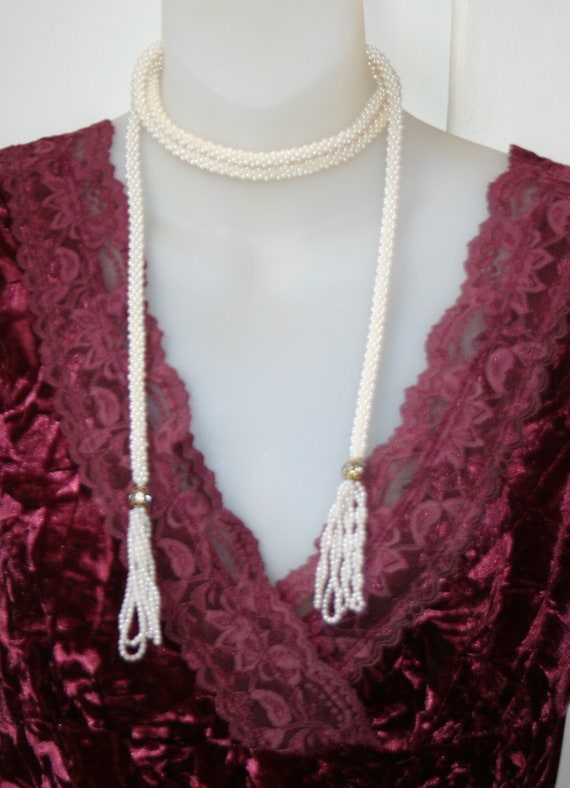 Flapper Necklace Pearls Diamonds