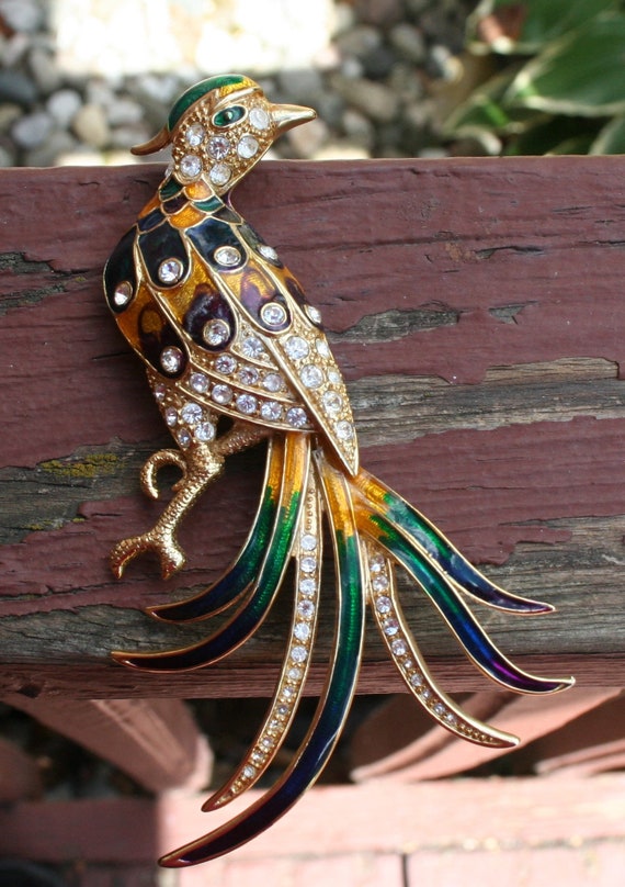 Bird Brooch Pin Rhinestones - image 5