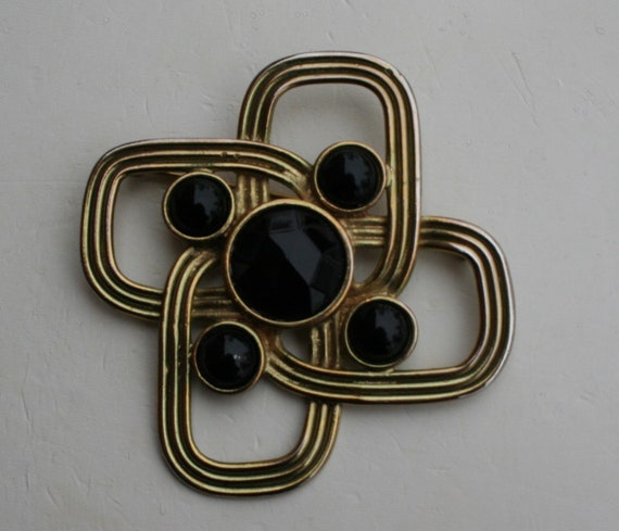 Carol Dauplaise Brooch Pin Gold Black - image 5