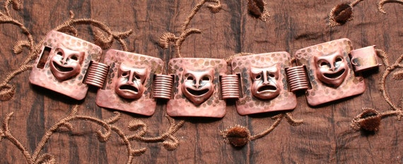 Comedy Tragedy Copper Panel Bracelet - image 9