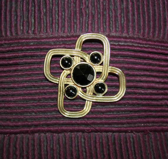 Carol Dauplaise Brooch Pin Gold Black - image 1