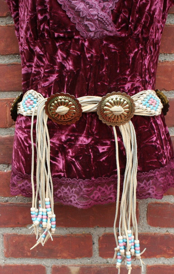 Vintage Leather Concho Belt Beads