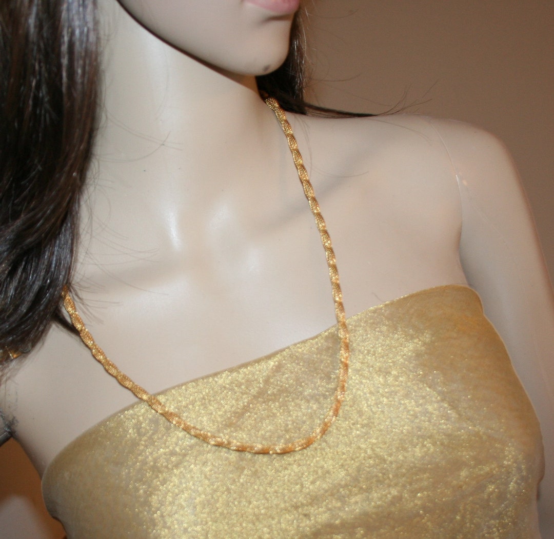 Gold Metal Mesh Necklace Etsy