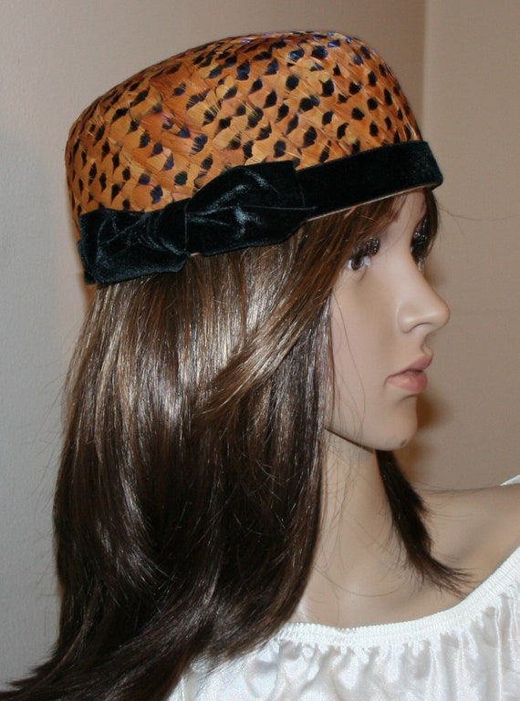 Pheasant Feather Hat Black Velvet