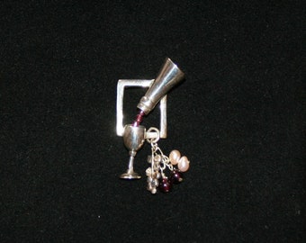 Brooch Pin Sterling Silver J. Flelix Wine