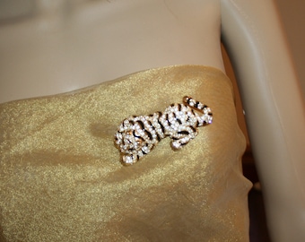 Tiger Brooch Pin Rhinestones Enamel