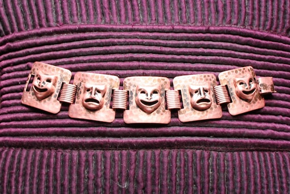 Comedy Tragedy Copper Panel Bracelet - image 1