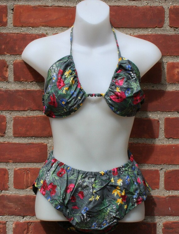 1960s Bikini Bathing Suit Floral