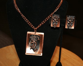 Copper Necklace & Earring Set Rebajes Inspired