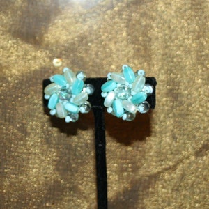 Earrings West Germany Blue Beads