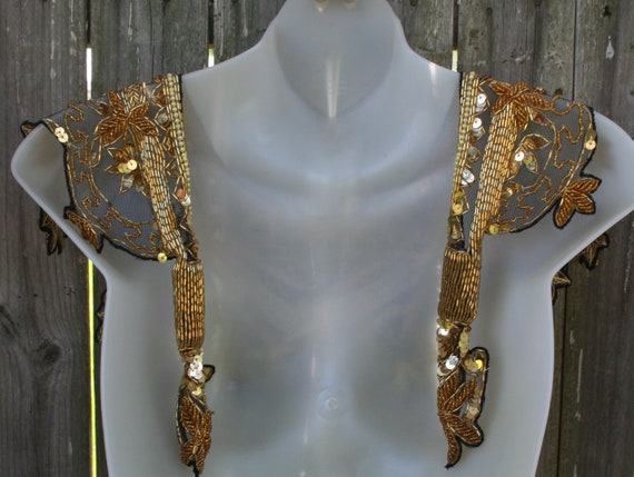 Bead & Sequin Caplet Black Gold - image 3