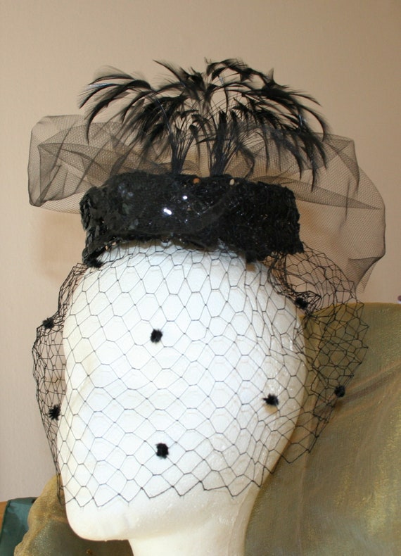 Miss Feige Hat Fascinator Black Feathers