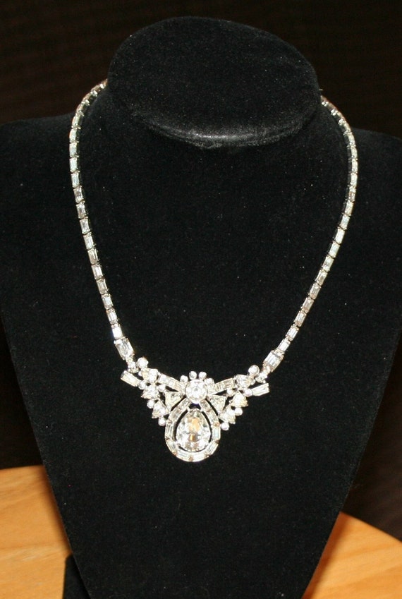 Mazer Brothers Necklace Choker Crystals Diamonds 1940s - Gem