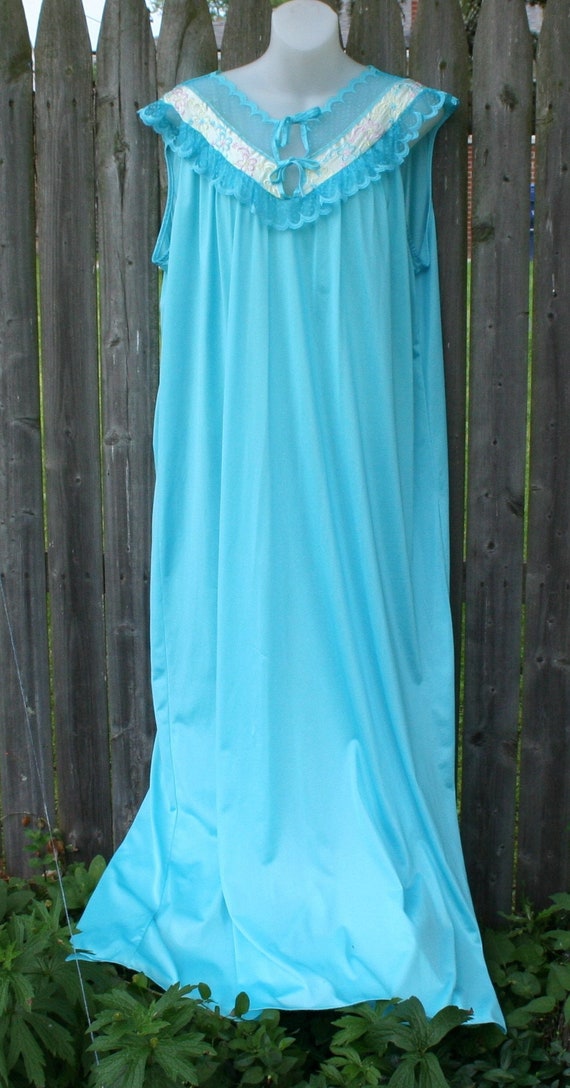Rikki of New York Night Gown Turquoise Blue