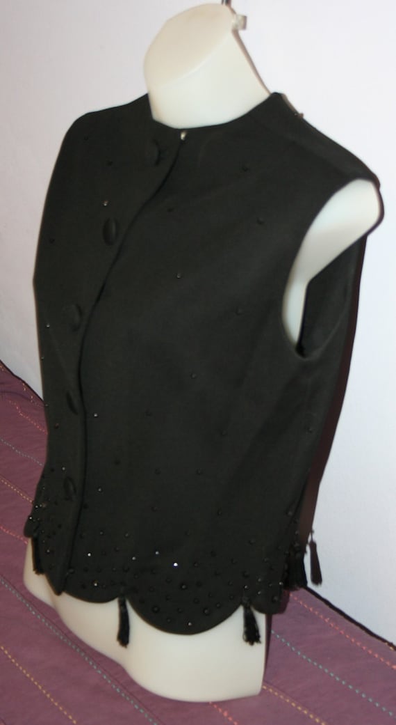 Shirt Vest Black Tassels Beads 1970s