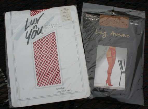 Stockings Fishnet and Garter Belt Set of Two - Gem
