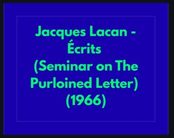 Jacques Lacan Purloined Letter Seminar 1966 Studiegids Psychoanalyse pdf digitale download