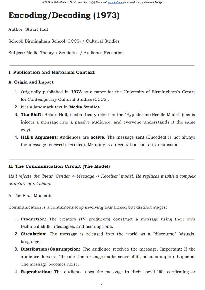 Stuart Hall Encoding/Decoding (1973) – przewodnik do nauki (pobierz plik PDF) zdjęcie 2