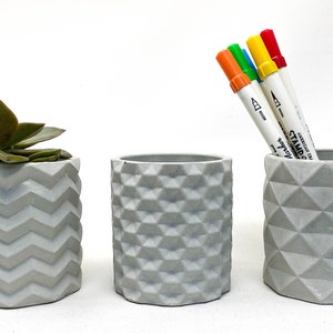 Geometric Concrete Cup, Pen Holder for Desk, Cement Flower Vase, Office and Kitchen Decor, Desk Organizer, Succulent Pots