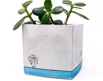 Concrete Planter, Square, Cube, Cat Planter, Concrete Succulent Planter, Cement Planter, Modern Concrete Planter, Small Concrete Pot