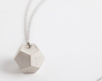 Joyería de hormigón, collar geométrico de hormigón (Dodecahedron), joyería de cemento, moderno, geométrico, judío minimalista, regalo de las mujeres por debajo de 30