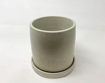 Larger Planter Pot With Drainage and Saucer, Large Concrete Planter, Modern Concrete Planter, Cement Planter