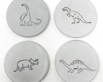 Dinosaur gift for adult, gift for cook, concrete coasters, new home housewarming gift, real estate closing gift, gift for chef