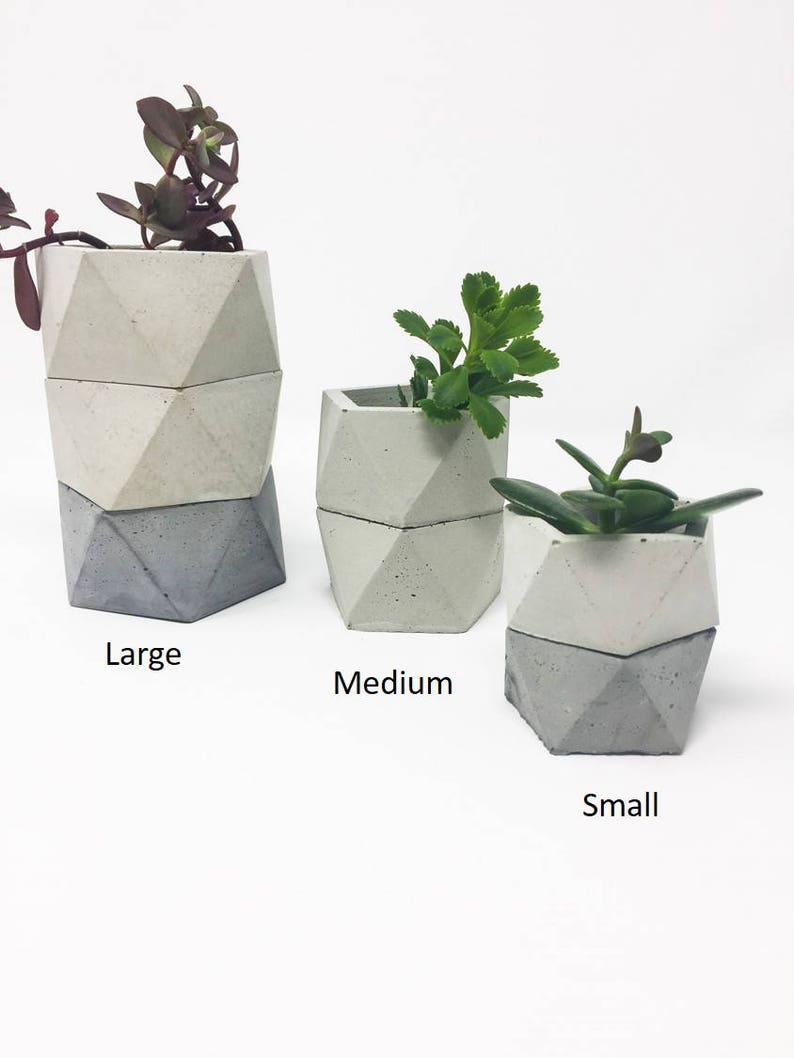 Geometric Concrete Planters Modern Concrete Planter Cement Planter set of 3 Icosahedron Succulent Planter Gift for Mom Pot