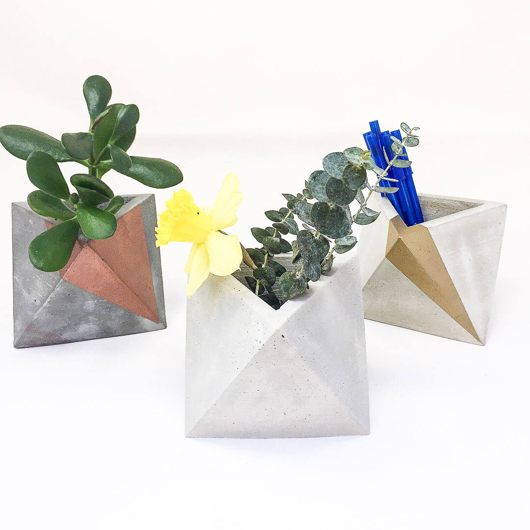 Jardinière en béton géométrique, octaèdre, jardinière en béton succulente, jardinière en béton moderne, jardinière en ciment, grande jardinière en bét