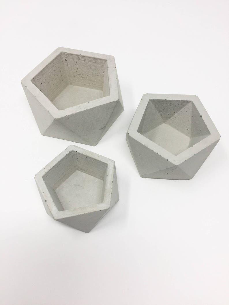 Geometric Concrete Planters Modern Concrete Planter Cement Planter set of 3 Icosahedron Succulent Planter Gift for Mom Pot