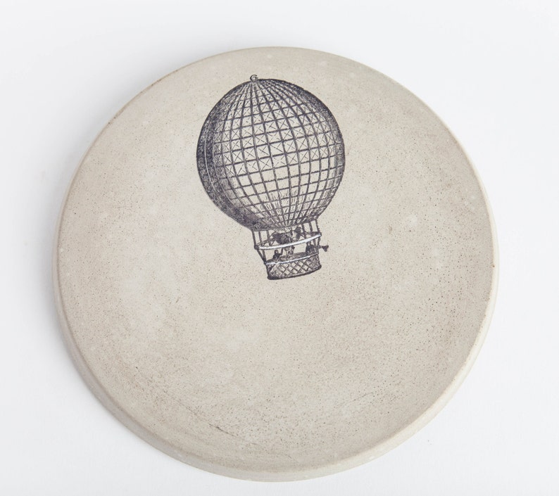 Trivet, Hot Plate, Concrete, Multi Functional, Hot Air Balloon, Gift under 25, Cement, Rustic Hostess Gift, Gift for Cooks image 1