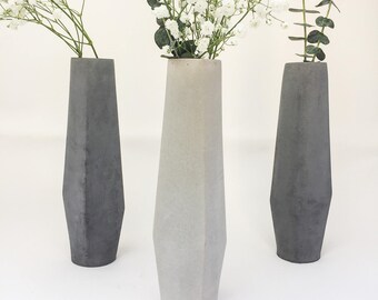 コンクリート製植木鉢、幾何学模様のセメント、花瓶、ミニポット
