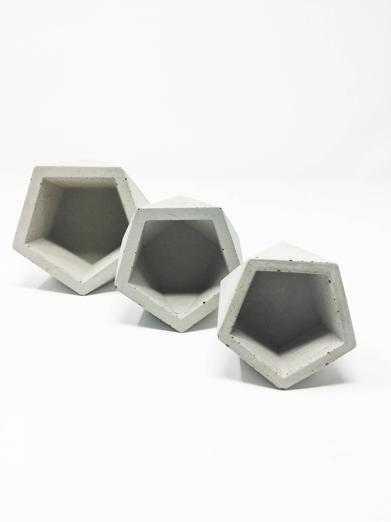Geometric Concrete Planters Modern Concrete Planter Cement Planter set of 3 Icosahedron Succulent Planter Gift for Mom Pot