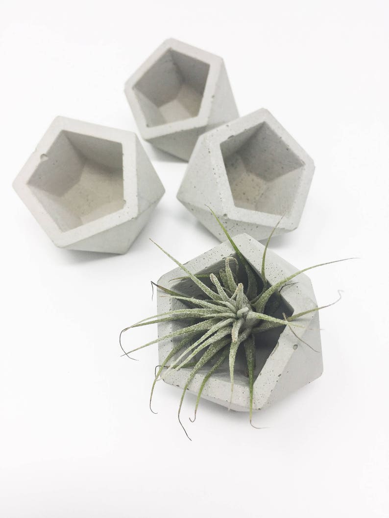 Geometric Concrete Planter set of 3 Mini Planter Etsy