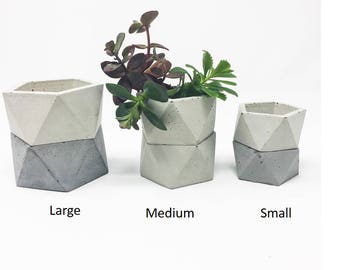 Unique planter, Geometric Concrete Planters (set of 3), Icosahedron, Succulent Planter, Modern Concrete Planter, Cement Planter