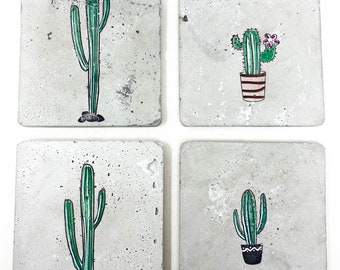 cactus coaster set, plant coasters, southwestern decor, gift for plant lovers, plant mom gift, plant lady