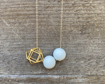 Modern jewelry necklace, concrete geometric necklace, brass, statement necklace, contemporary, architectural, minimalist