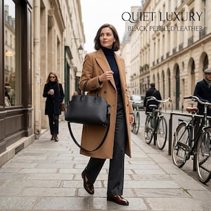 Handcrafted Grained Leather Tote Bag | Minimalist Top Handle Satchel, Work Bag