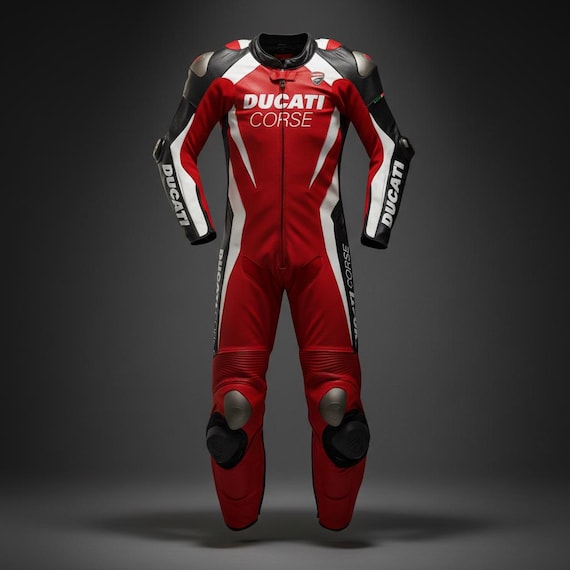 Ducati Corse K1 Professional One-Piece Leather Racing Suit | Cowhide Leather Biker Armor | Track Ready
