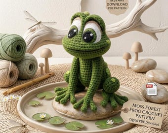 Padrão de crochê de sapo amigurumi | Tutorial em PDF para brinquedo de pelúcia, bichinho de pelúcia faça você mesmo (download digital)