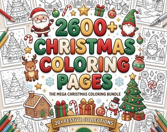 Pacote Mega com mais de 2600 páginas para colorir de Natal | Mais de 20 coleções festivas (PLR MRR)