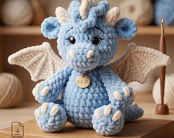 Padrão de crochê para amigurumi de dragão Prosha | Tutorial de brinquedo de pelúcia fantástico (download em PDF)