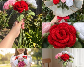 Padrão de Rosa de Crochê | Amigurumi Floral Realista Faça Você Mesmo (Download Digital)