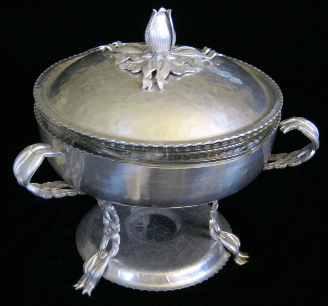 Hammered Aluminum CHAFING DISH with Pyrex Bowl Etsy