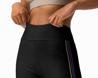 Neon Stripes, High Waisted Yoga, Athletic Activewear Yoga Leggings