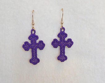 Cross Earrings | Elegant Lightweight Embroidered Thread Drops
