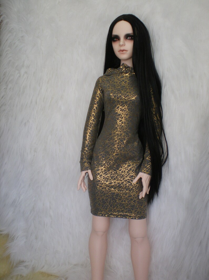 Grey Knit Sweater Dress With Silk Lined Hood for Dollmore - Etsy