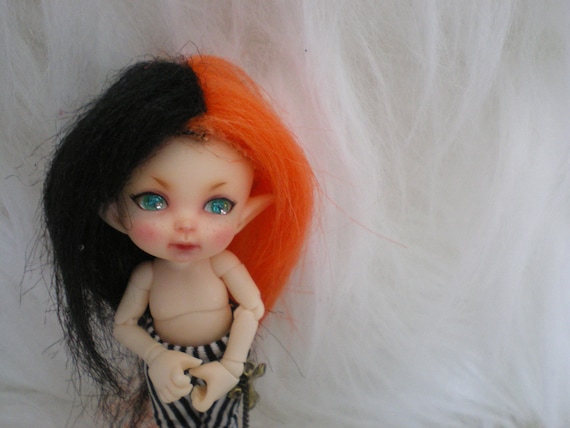 Half Black Half Orange Wig For Fairyland Realpuki Or Similar Etsy