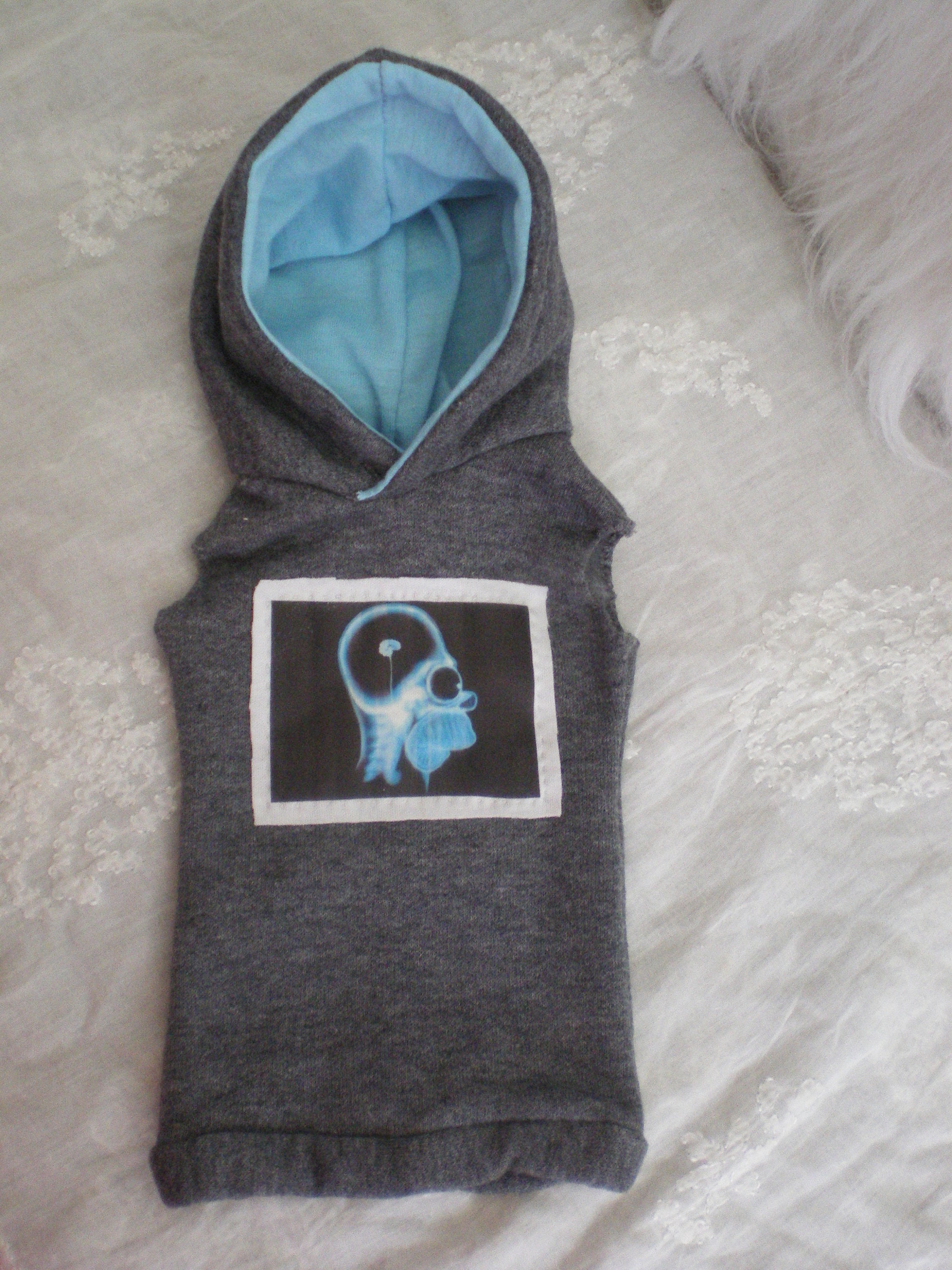 slim 60cm BJD Dolls Homer's brain patch print sleeveless hoodie for 50